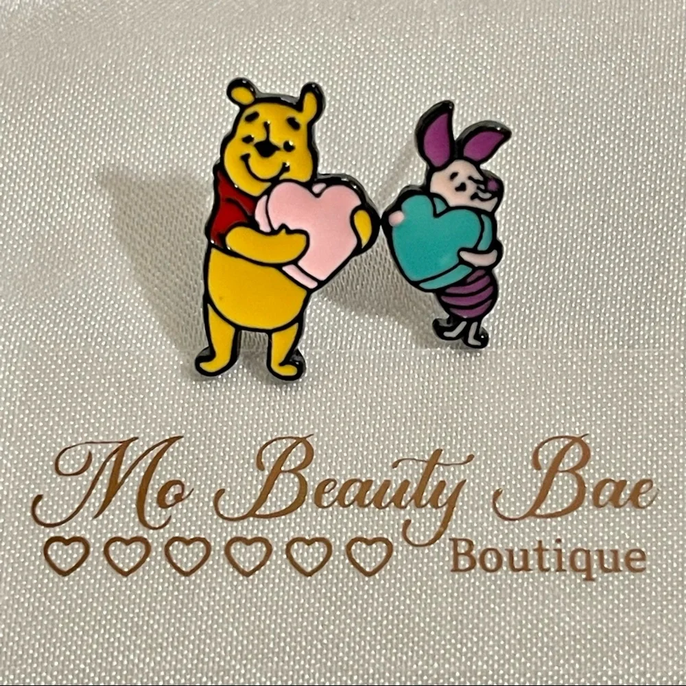 Pooh Bear and Piglet Stud Earrings - Picture 2 of 5